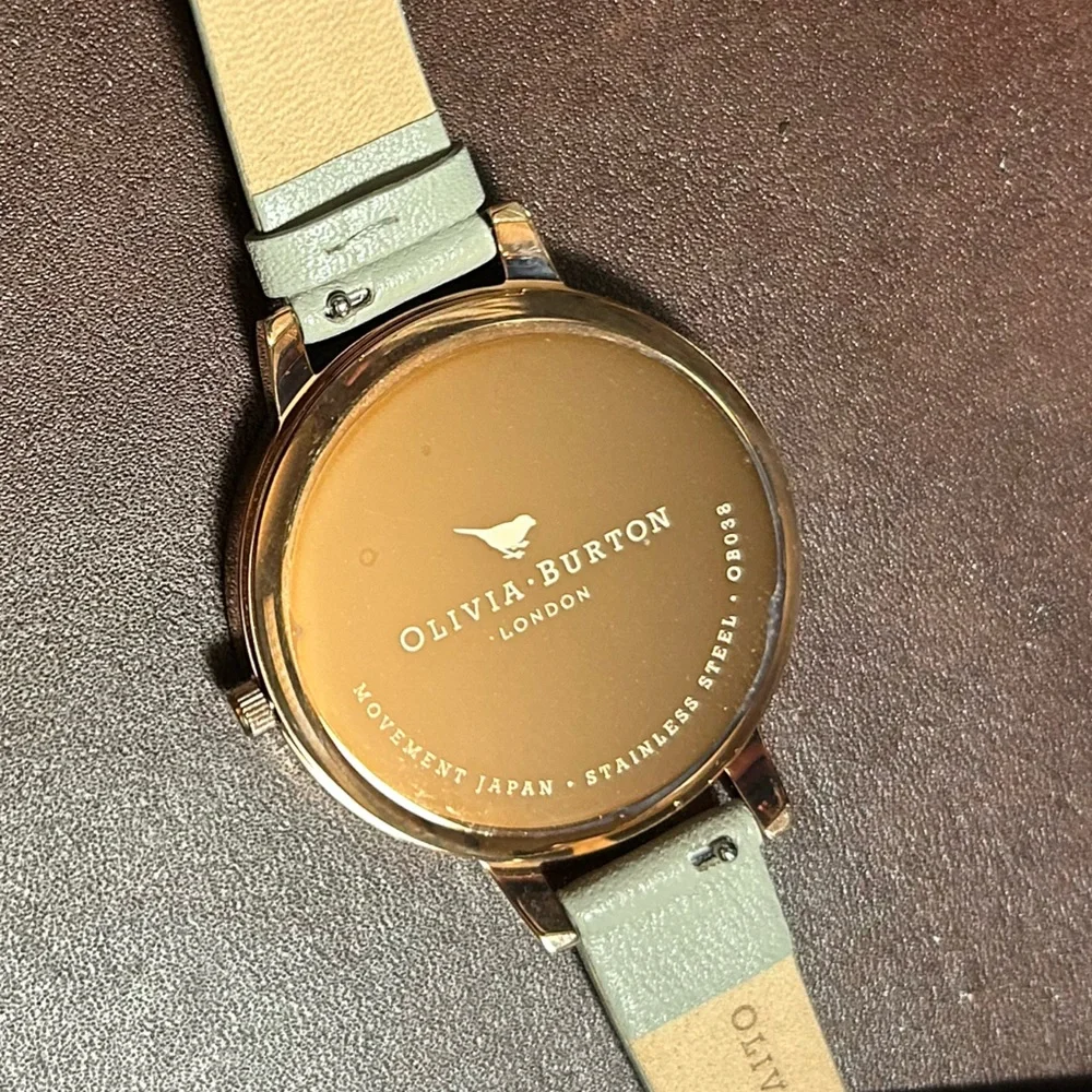 OLIVIA BURTON ENCHANTED GARDEN WATCH WITH 38mm SILVER FLORAL FACE & GREY BAND